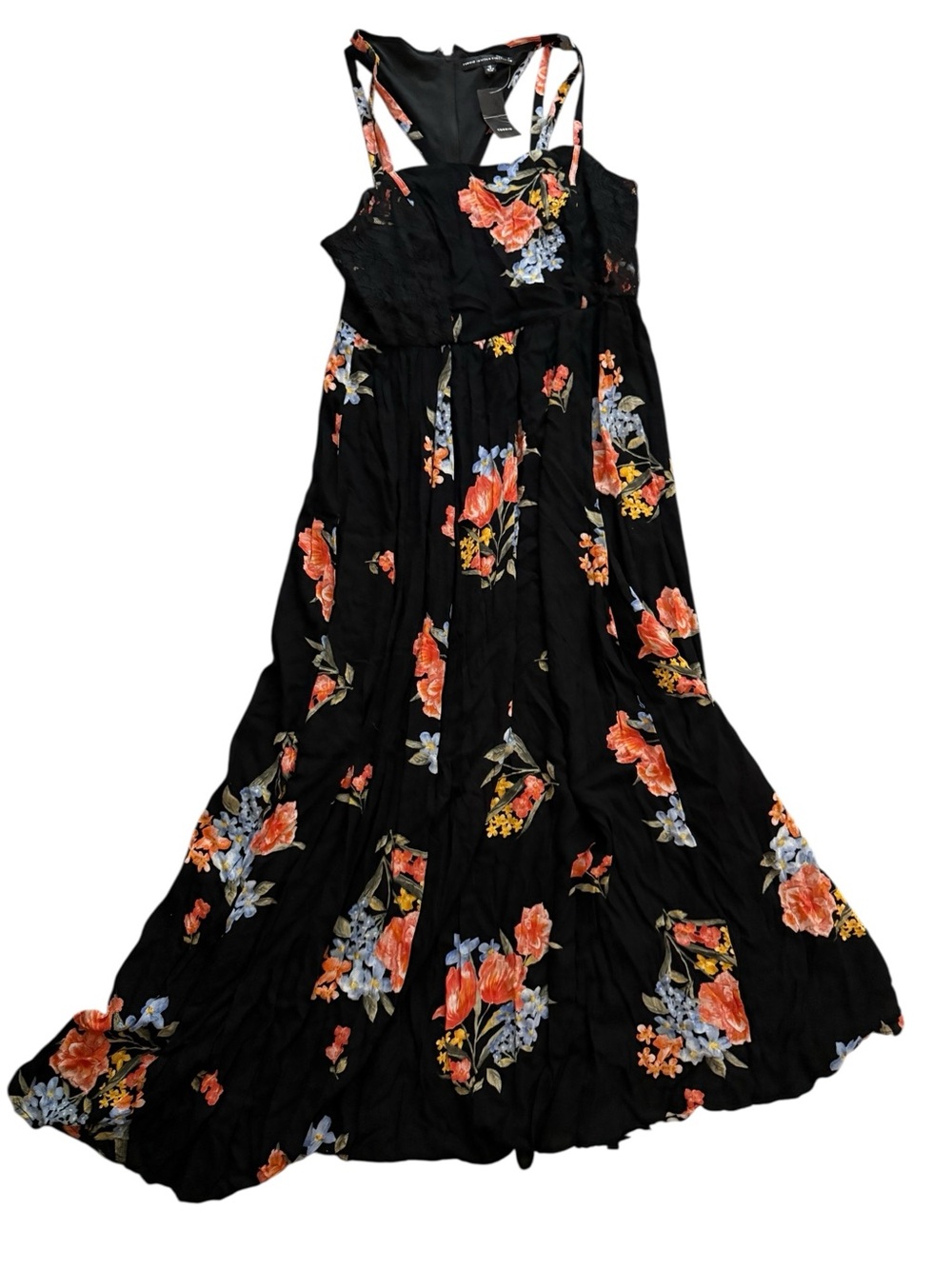 Torrid Floral Lace Inset Maxi Dress Black Multi Floral Size 16 NWT Euro Summer - Picture 2 of 8